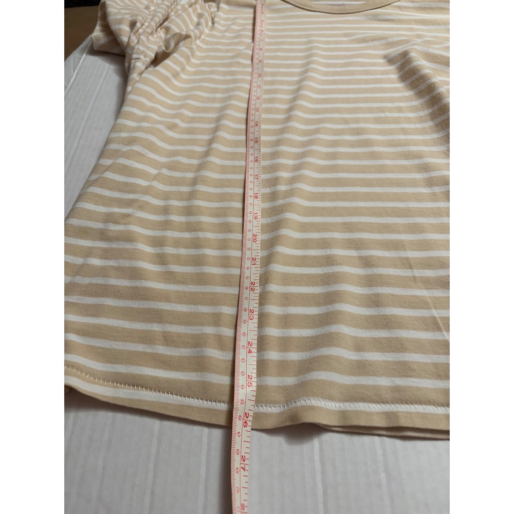 Old Navy Everywear Womens XXL Tan White Striped Long Sleeve Cotton T-Shirt - Picture 8 of 9